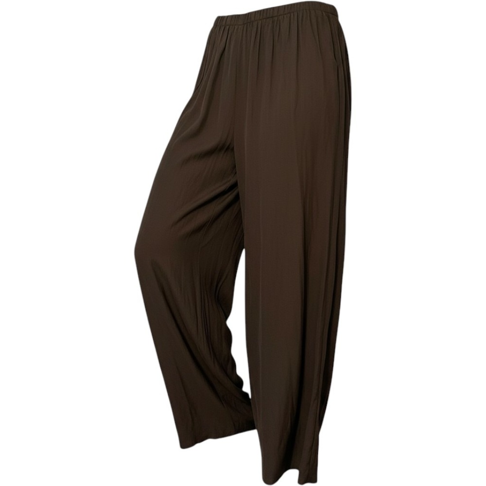 Zara Basic Womens Black Wide Leg Elastic Waist Flowy Trousers Size M